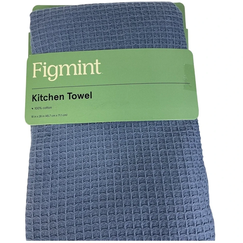 Figmint Kitchen Towels Waffle Weave Blue Set of 2 18x28 100%‎ Cotton